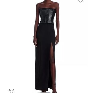 Cinq a sept Black Sleeveless Dress with Faux Leather Bodice